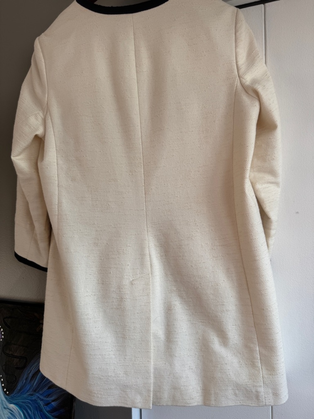 TALBOTS Petites Cream & Black Contrast Trim Spring Coat Old Money Aesthetic - Picture 9 of 9